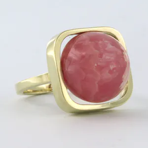 BWG gele ring bezet met roze agaat - ringmaat 17(53) kopen? Bied vanaf 170!
