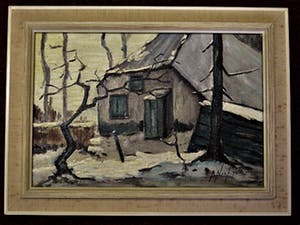 Niet of onleesbaar gesigneerd - Robuust impressionistisch olieverf "Winters boslandschap" gesigneerd kopen? Bied vanaf 1!
