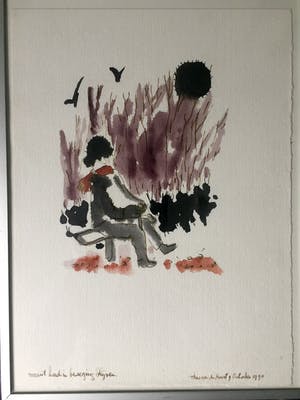 Theo van der Horst - Man in de Natuur - Aquarel, Ingelijst kopen? Bied vanaf 30!