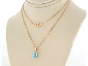 14k rosé gouden collier met hanger bezet met topaas - 45 cm kopen? Bied vanaf 130!