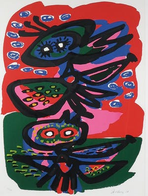 Anton Rooskens - Litho, Vogel met hoofd - Ingelijst (Groot) kopen? Bied vanaf 250!