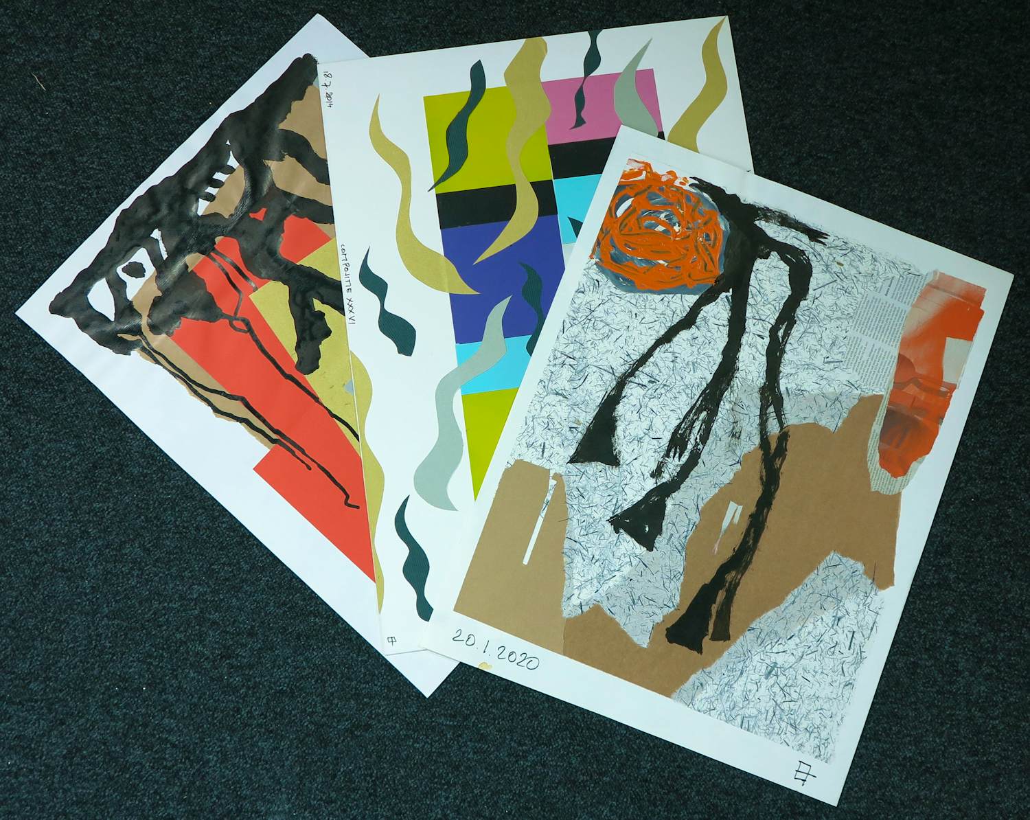 Philip Vencken - Collage op papier, Lot van drie werken kaufen? Bieten Sie von 40!