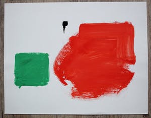 Eugene Brands - aquarel: rouge et vert au fond blanc - 1994 (achterzijde gesigneerd, zie foto's) kopen? Bied vanaf 1150!