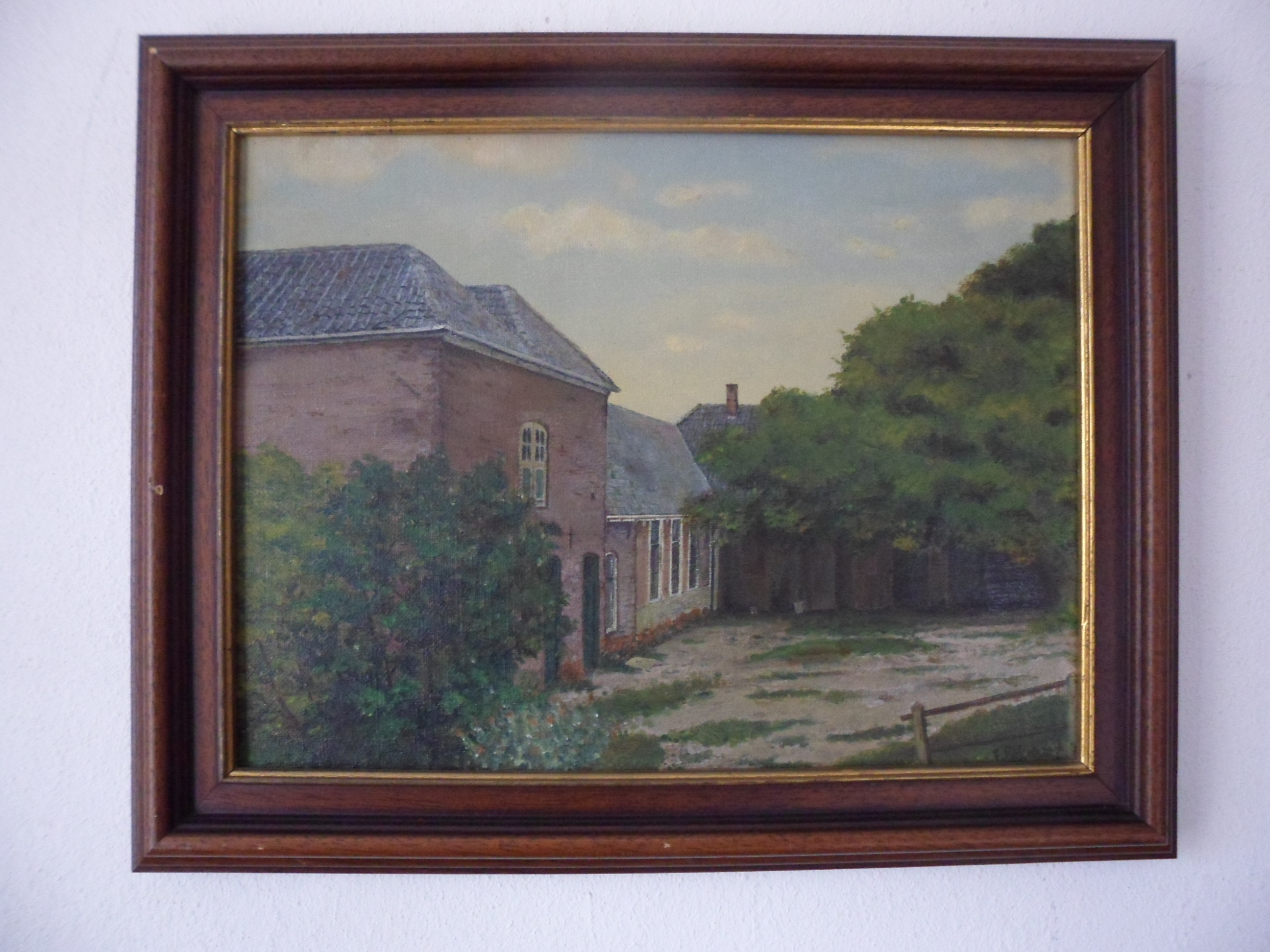 Niet of onleesbaar gesigneerd - Olieverf op doek, Hofje oude raadhuis te Heerhugowaard. kopen? Bied vanaf 1!
