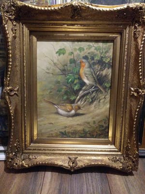 Niet of onleesbaar gesigneerd - Stilleven van 2 koolmezen in Grote lijst kopen? Bied vanaf 10!