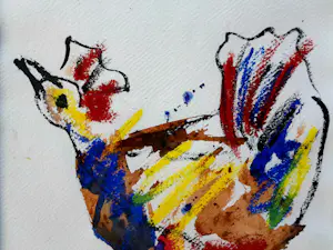 Anton Heyboer - Kip - Krijttekening- 1995 - 35 x 26 cm - ingelijst kopen? Bied vanaf 150!