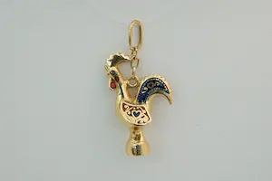 97 - Geëmailleerde 18Krt geel gouden "Portugal - haan van Barcelos" hanger kopen? Bied vanaf 140!