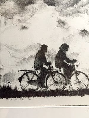 Joke Struik - Zondagmiddag op de fiets - Litho, Ingelijst kopen? Bied vanaf 45!