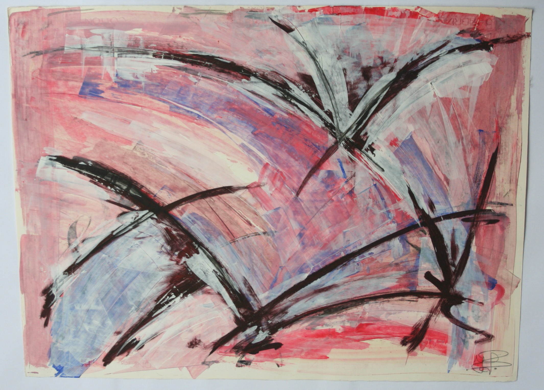 Niet of onleesbaar gesigneerd - abstract schilderij op karton - gesigneerd met monogram kopen? Bied vanaf 1!