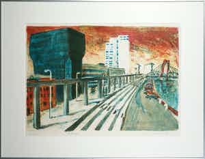 Jeroen Hermkens - Litho, Rotterdam - Ingelijst verkocht voor € 80!