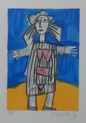 Corneille - " Petit Femme Epouvantail " - Perfect ingelijste zeefdruk van Corneille kopen? Bied vanaf 165!