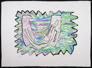 Petra Dolleman - Zeefdruk, Abstracte compositie met figuur kopen? Bied vanaf 1!