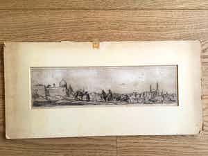 Marius Bauer - Mecca Pilgrims. Oosters stadsgezicht. Ets. verkocht voor € 60!