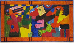 Clemens Briels - Zeefdruk, Algunos gentes... - Ingelijst (Zeer groot) kopen? Bied vanaf 150!