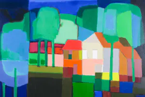 Ton Schulten - Zeefdruk op papier, Tussen de bomen - Ingelijst kopen? Bied vanaf 350!