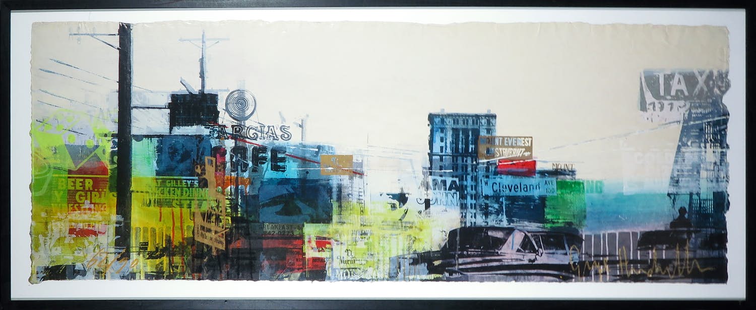 George Heidweiller - Zeefdruk, Cityscape - Ingelijst (Zeer groot) verkocht voor € 200!