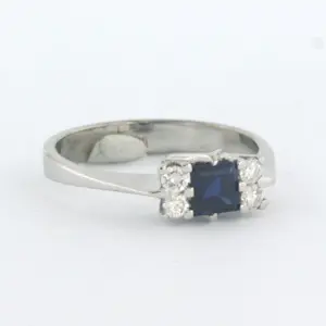 14k witgouden ring met saffier en briljant geslepen diamant tot. 0.20ct - rm18 kopen? Bied vanaf 330!