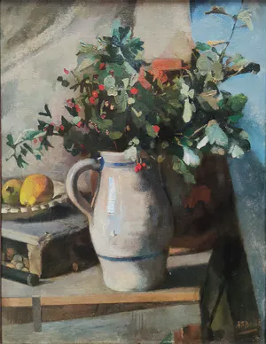 Henri Frederic Boot - Bloemen in aardewerk kan en een schaal met fruit kopen? Bied vanaf 300!