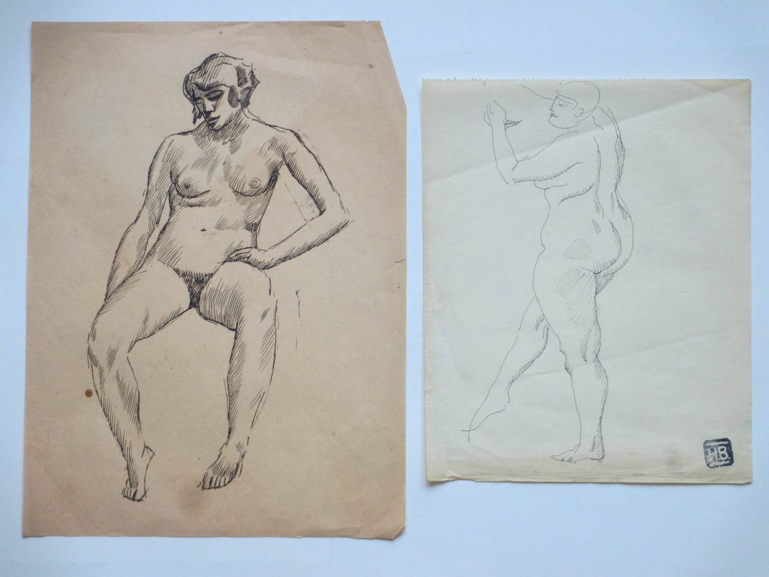 Herman Bieling - Twee impressionistische naakten - Tekeningen kopen? Bied vanaf 48!