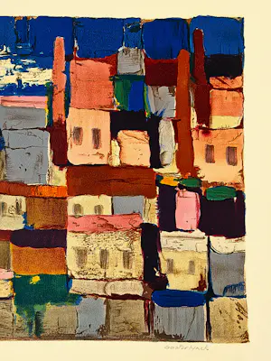 Jean Oosterlynck - Grote 1976 - Epreuve d'Artiste kleuren-lithografie "Méditerranée" gesigneerd kopen? Bied vanaf 41!