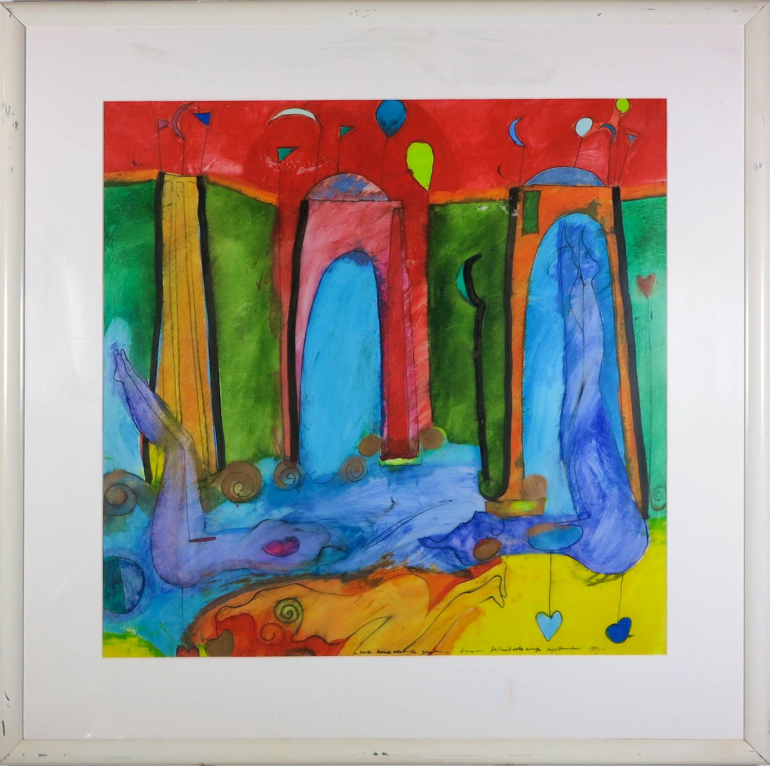 Susan Schildkamp - Gemengde techniek op papier, Het huis met de geesten - Ingelijst kopen? Bied vanaf 90!