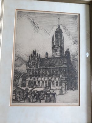 Louis Heijmans - Louis Heymans, Marktdag bij Stadhuis Middelburg, Ets kopen? Bied vanaf 40!