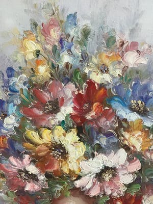 Niet of onleesbaar gesigneerd - Pot met bloemen kopen? Bied vanaf 1!