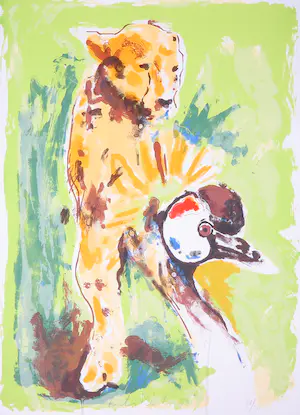 Carlos Blaaker - Zeefdruk, Panter en kraanvogel kaufen? Bieten Sie von 1!