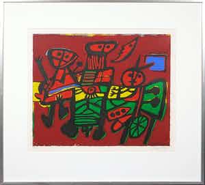 Corneille - Zeefdruk, Zonder titel, Ingelijst verkocht voor € 200!