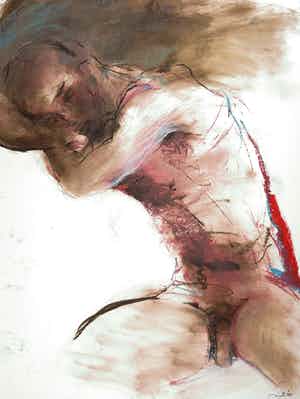 Franscz Witte - Gemengde techniek op papier, Zittend naakt verkocht voor € 1!