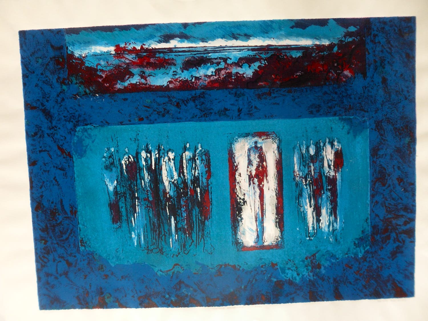 Mattie Schilders - Zeefdruk, titel. "Ochtendwandeling ". verkocht voor € 35!