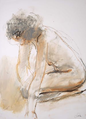 Franscz Witte - Gemengde techniek op papier, Naakt kopen? Bied vanaf 50!