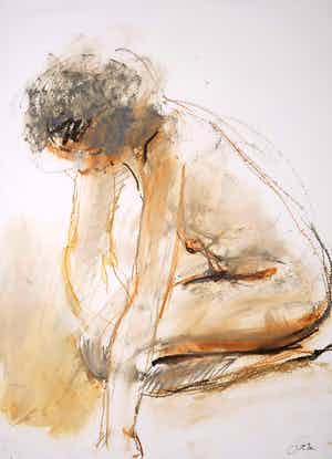 Franscz Witte - Gemengde techniek op papier, Naakt verkocht voor € 50!