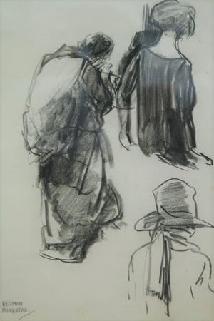 Herman Moerkerk - Houtskool - Modetekening kopen? Bied vanaf 75!