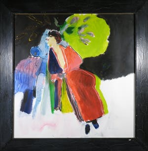 Jan Peter van Opheusden - Olieverf op papier, Zonder titel - Ingelijst (Zeer groot) kopen? Bied vanaf 300!