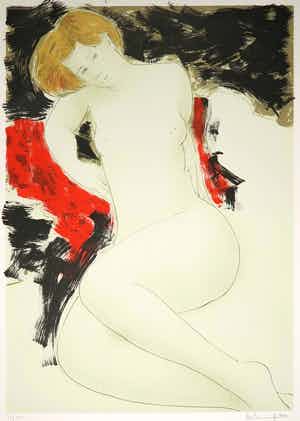 Alain Bonnefoit - Litho, Nu à la Chaise Rouge verkocht voor € 1!