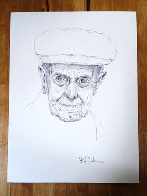 Niet of onleesbaar gesigneerd - Portret Roger Raveel - Originele pentekening kopen? Bied vanaf 1!