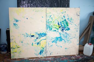 Dominik Smolik - Diptych Naples Yellow Red Light Impasto kopen? Bied vanaf 1!