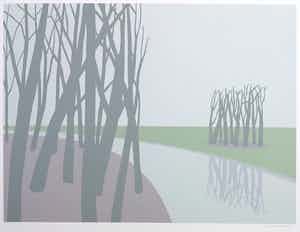 Doris Groeneveld - Zeefdruk, Landschap met bomen verkocht voor € 20!