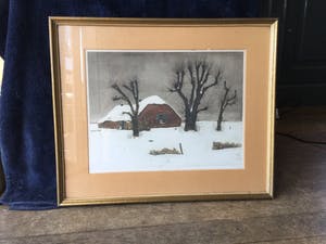 Tjeerd Bottema - C4715-1, Wintergezicht bij Laren, de hut van Mie kopen? Bied vanaf 125!