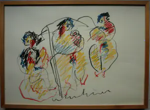 Anton Heyboer - Ingelijste pastel , 3 Vrouwen, met kindje kopen? Bied vanaf 125!