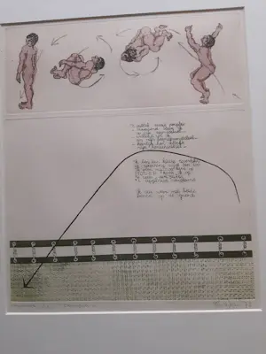 Helen van der Deen - Ets/Aquatint, Titel, " trampoline ". kopen? Bied vanaf 35!
