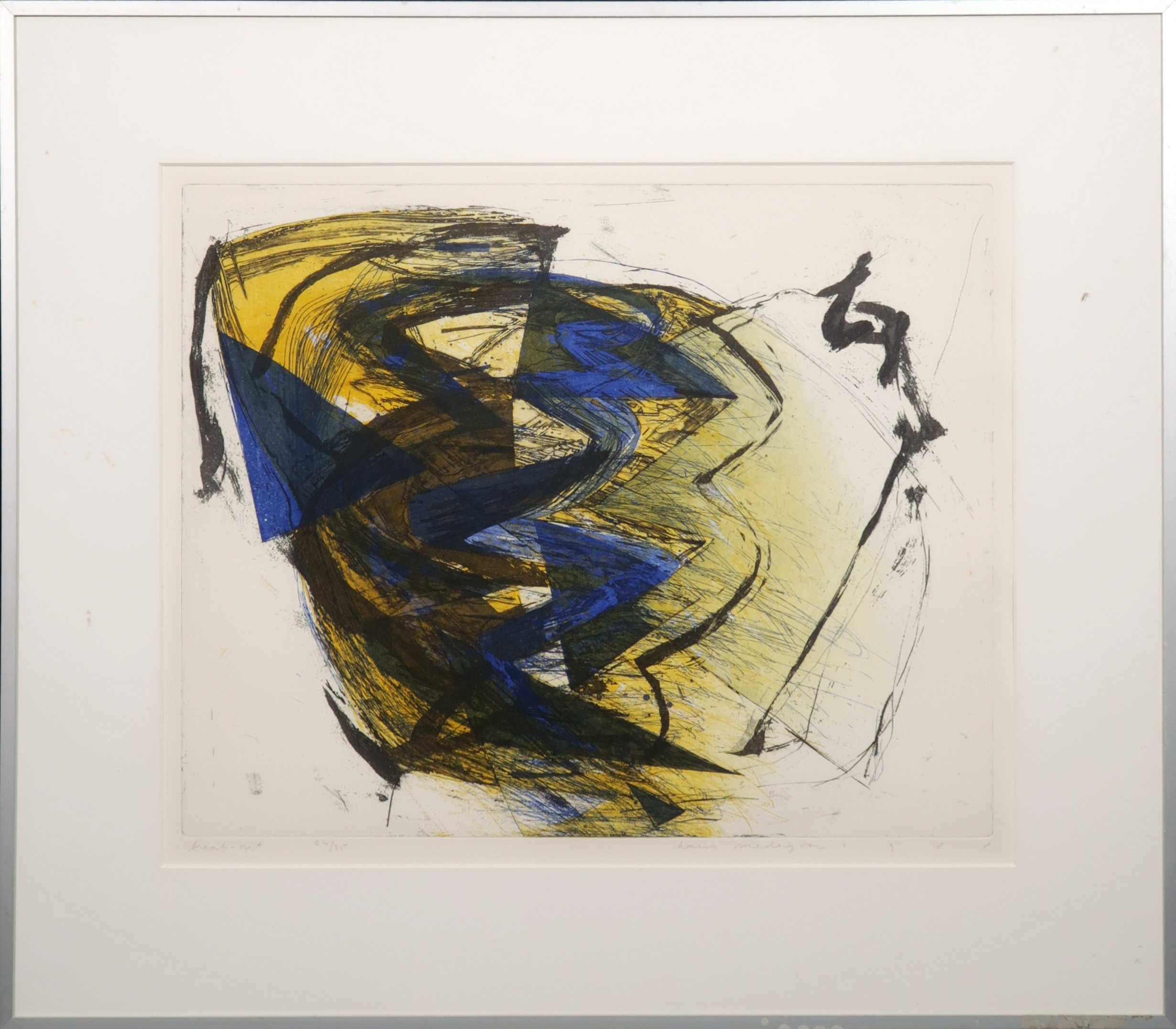 Hans Vredegoor - Ets en aquatint, Break-out - Ingelijst verkocht voor € 35!