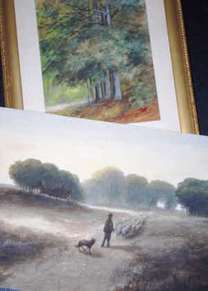 Gijsberta Moens-ter Kuile - De Lutte (Overijssel), ingelijste aquarel uit 1904 & een aquarel uit 1890 verkocht voor € 30!