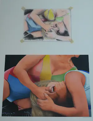 Kees Gerritse - Acrylverf + potlood, The Fabulous Moolah – 1986 – Ingelijst, 71 x 51 cm. kaufen? Bieten Sie von 170!