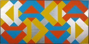 Evert Jan Monroy - Acryl op doek, 1b (Abstract geometrische compositie) - Ingelijst (Zeer groot) verkocht voor € 200!