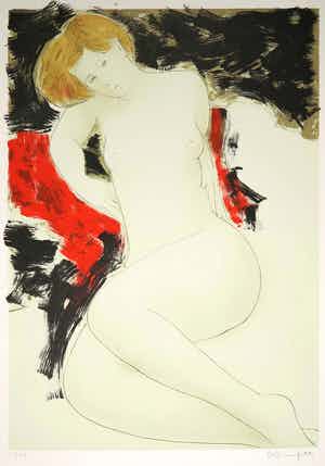 Alain Bonnefoit - Litho, Nu à la Chaise Rouge verkocht voor € 1!