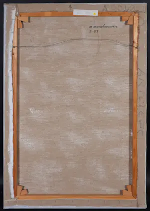 Rien Monshouwer - Acryl op doek, Geometrische compositie met roze en grijs kopen? Bied vanaf 40!