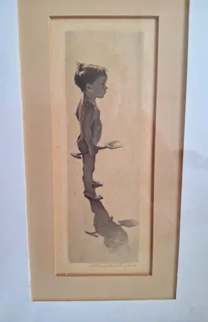 Maarten Langbroek - (1918 –1985) Jongetje aan het strand, ingelijst kopen? Bied vanaf 39!