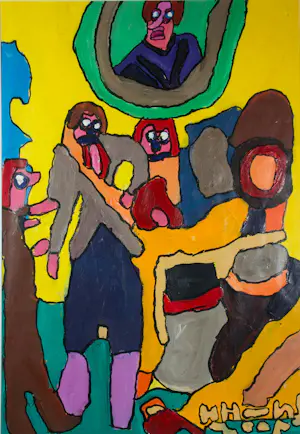 Hans Hartman - Acryl op papier, Zonder titel - Ingelijst kopen? Bied vanaf 50!